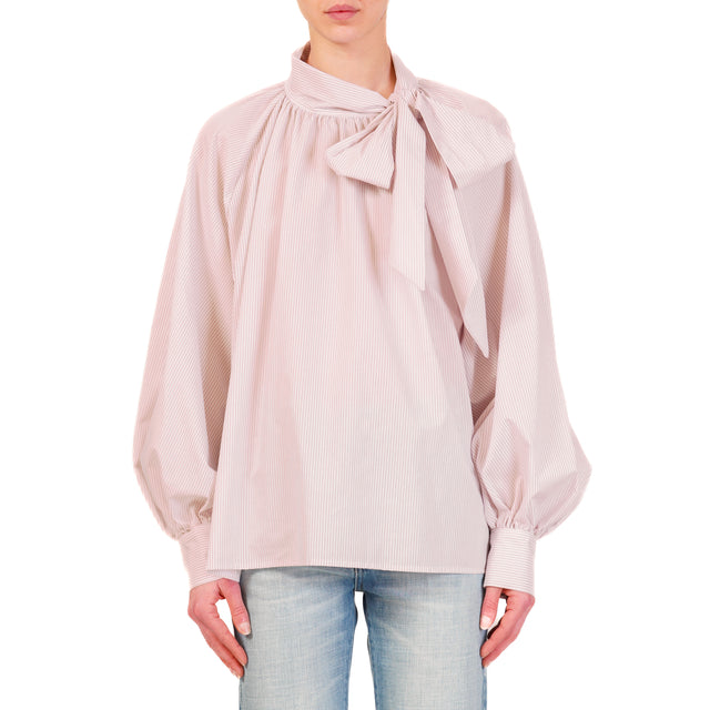 Vicolo-Blusa a righe con fiocco - rosa/latte