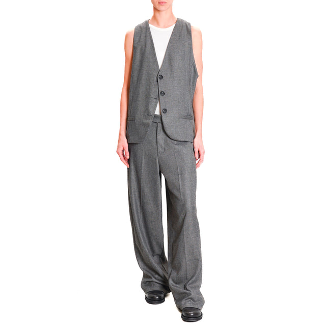 Zeroassoluto-Pantalone GENDER wide leg genderless - diagonal beige/anthracite