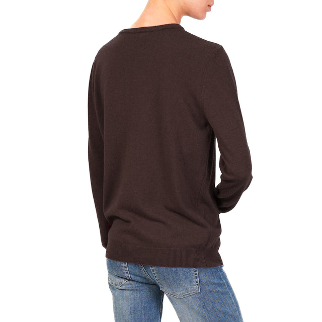 Vicolo-Maglia girocollo misto cashmere - moro