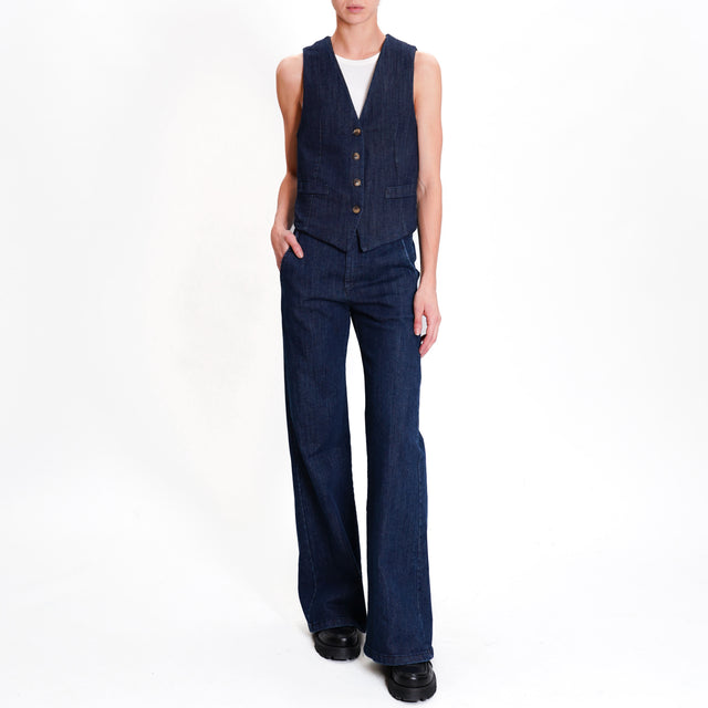 Zeroassoluto-Pantalone LILLY palazzo tela jeans elasticizzata - denim