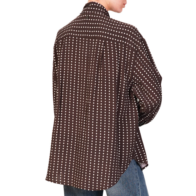 Dixie-Camicia pois con fiocco e spilla - moro