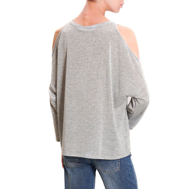 Kontatto-T-shirt cut out lurex - grigio