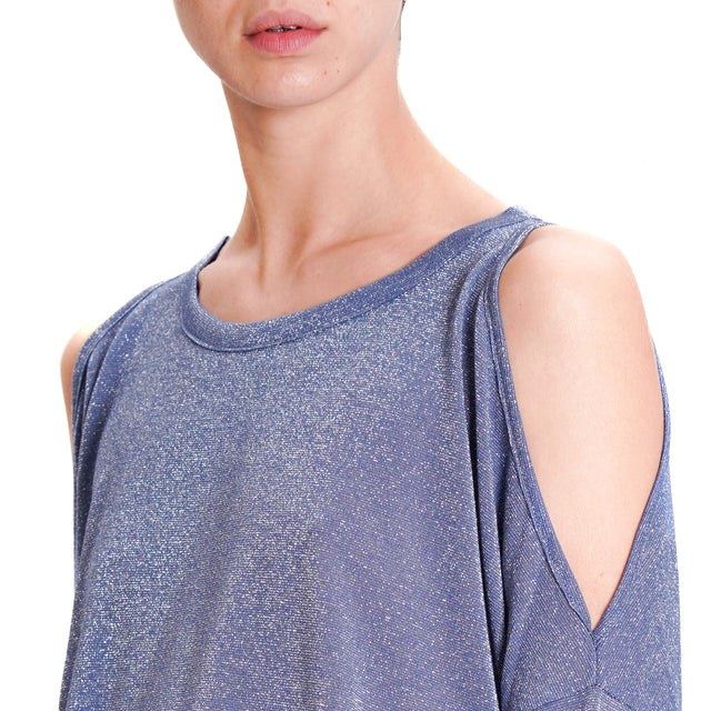 Kontatto-T-shirt cut out lurex - denim