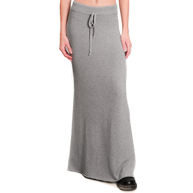 Kontatto-QS Knit Skirt with Drawstring - Medium Grey