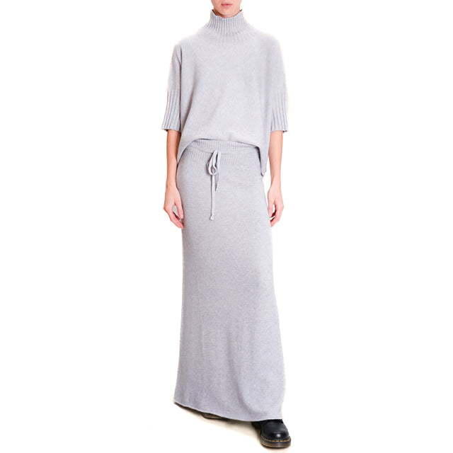 Kontatto-QS Knitted Skirt with Drawstring - Light Grey