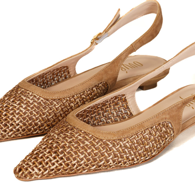 Ovyè-Slingback in rafia - beige