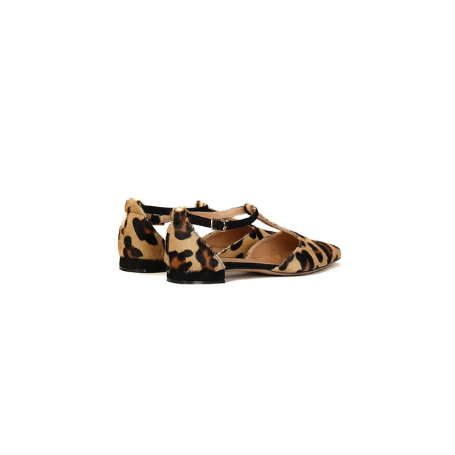 Divine Follie-Slingback T-bar in cavallino maculato - beige/nero