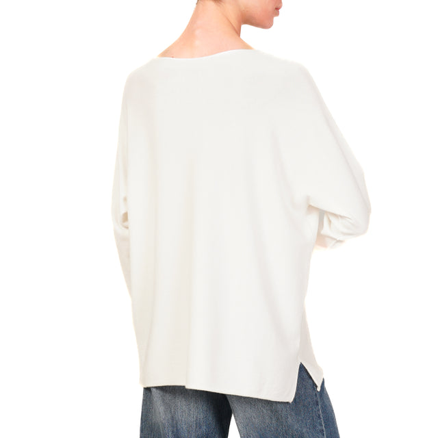 Zeroassoluto-Maglia scollo a v spacchi laterali - offwhite