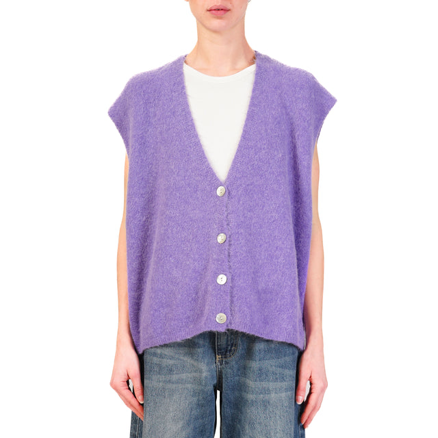 Zeroassoluto-Gilet over alpaca,bottoni in madreperla - viola