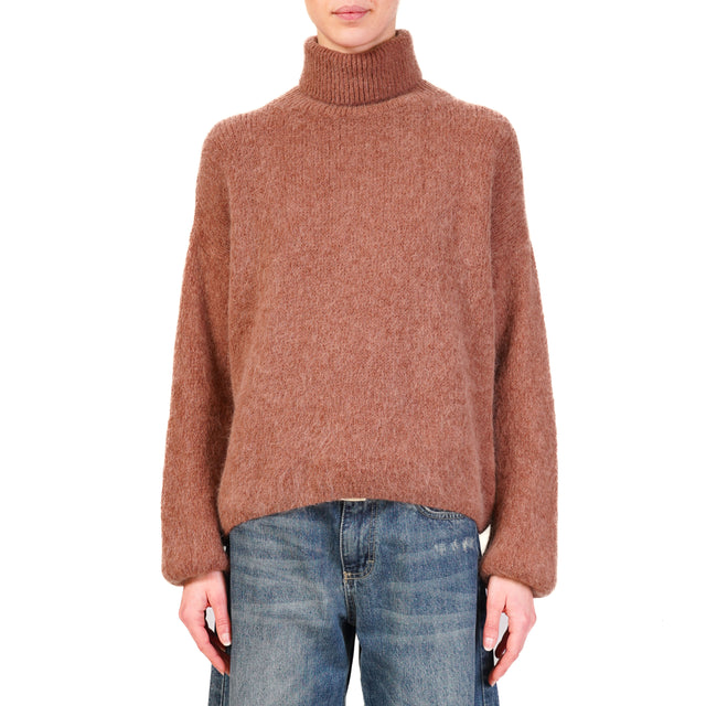 Zeroassoluto-Maglia collo alto alpaca - blush