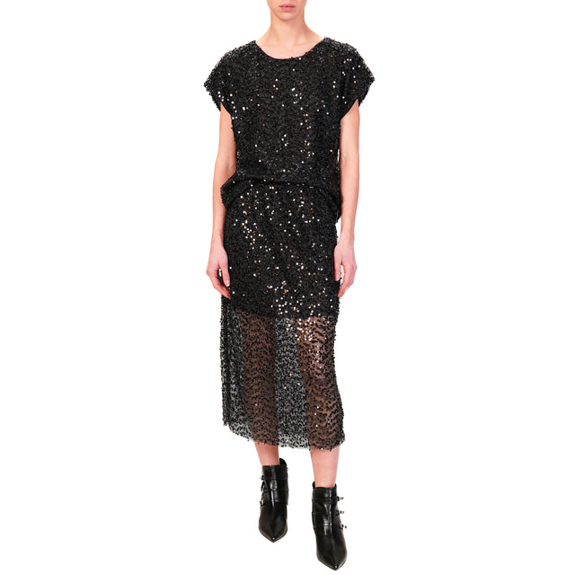 Vicolo-Blusa con paillettes - nero