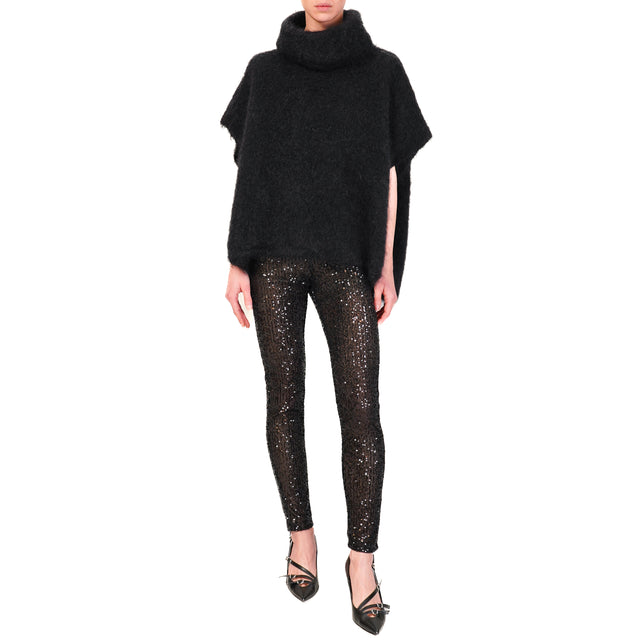 Vicolo-Sequin Pants Elastic Waist - Black