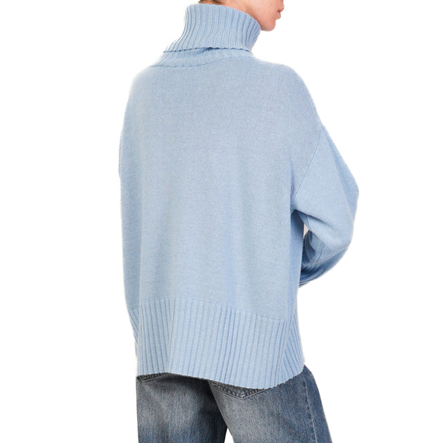 Tensione in-Maglia collo alto misto cashmere - azzurro