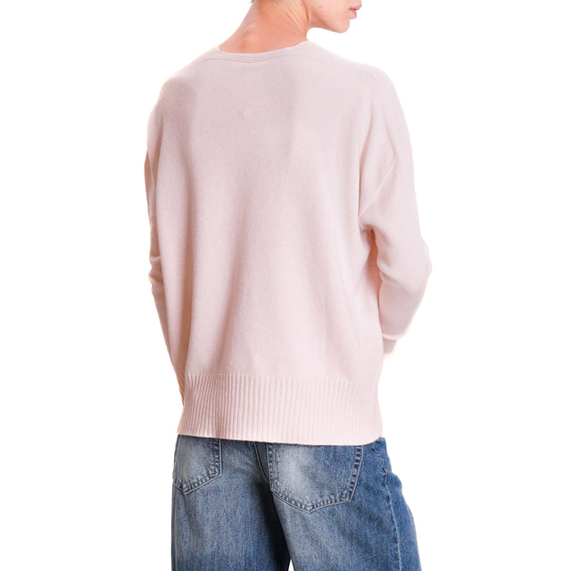 Tension in-Cardigan ribbed edges - candy pink