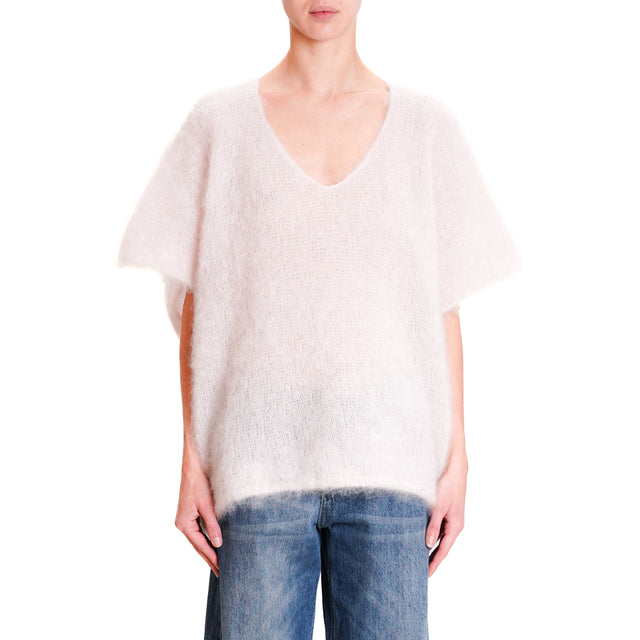 Dixie-V-Neck Sleeveless Mohair Sweater - Butter