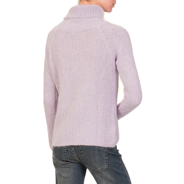 Zeroassoluto-Maglia collo alto alpaca - glicine