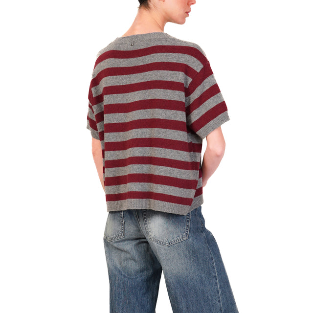 Dixie-Maglia righe misto cashmere - grigio/bordeaux