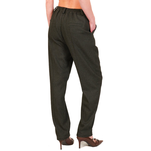 Zeroassoluto-Pantalone IVY flanella elastico dietr - verde bosco