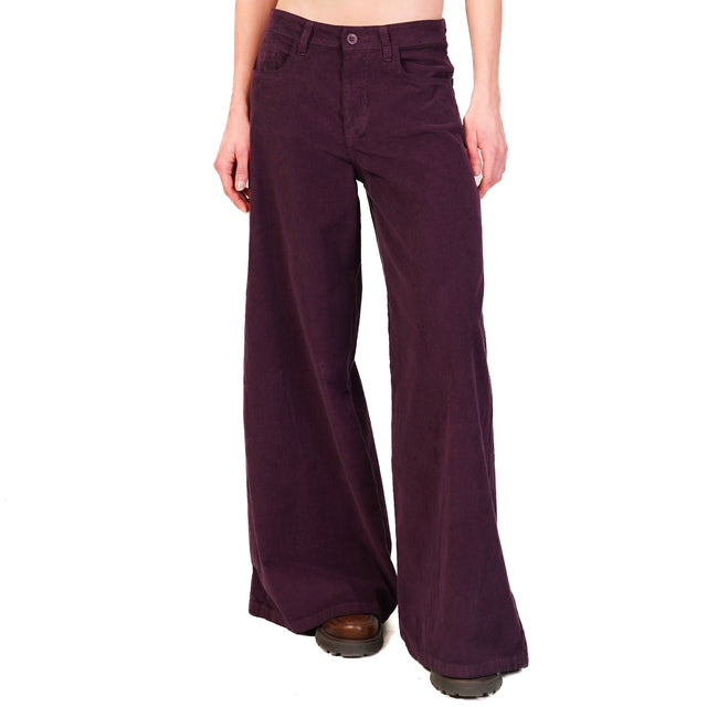 Zeroassoluto-Pantalone LANY velluto millerighe - burgundy