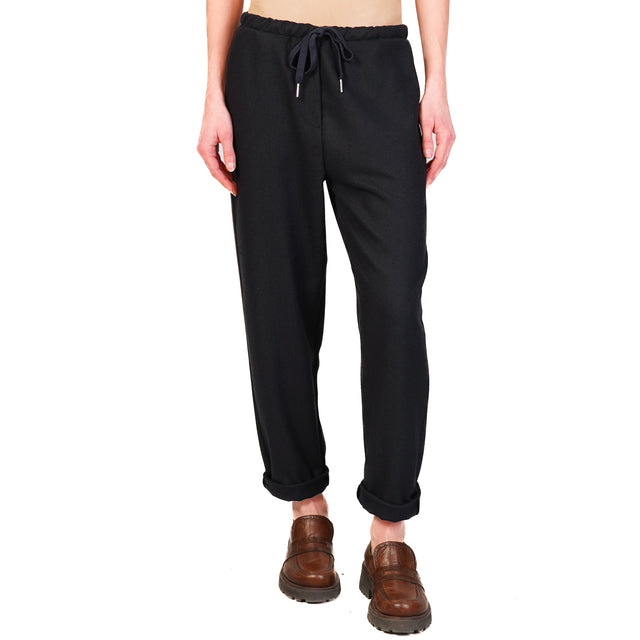 Zeroassoluto-Pantalone GILDA flanella baggy - blu