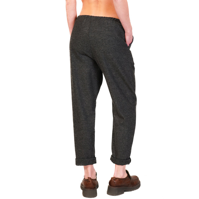 Zeroassoluto-Pantalone GILDA flanella baggy - antracite