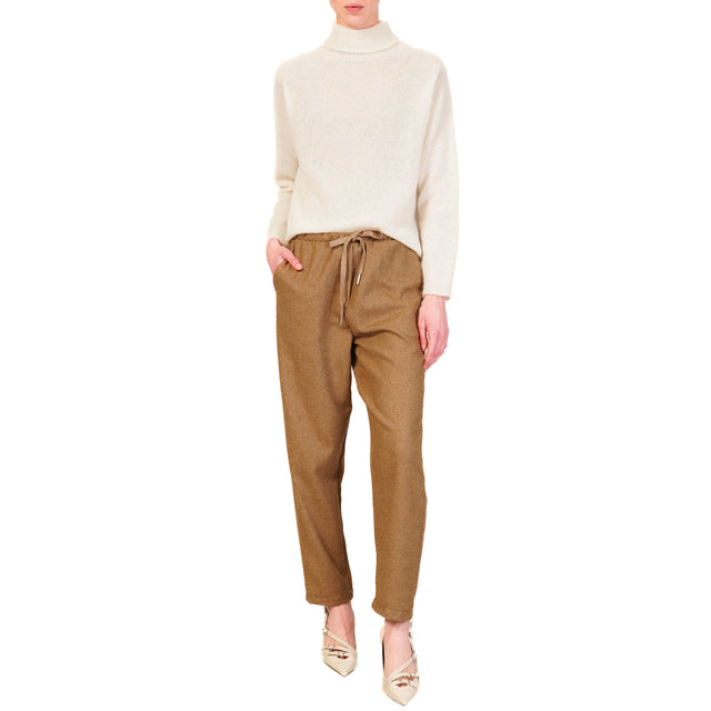 Zeroassoluto-Pantalone GILDA flanella baggy - camel