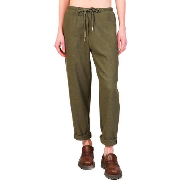 Zeroassoluto-GILDA flannel baggy trousers - military