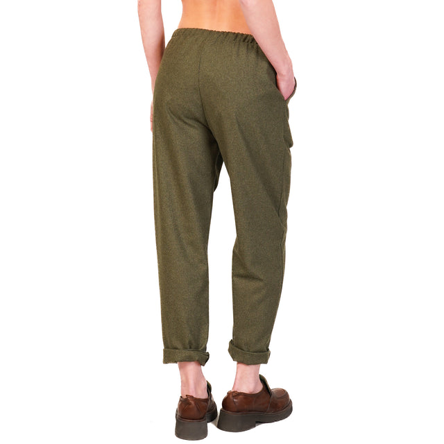 Zeroassoluto-GILDA flannel baggy trousers - military