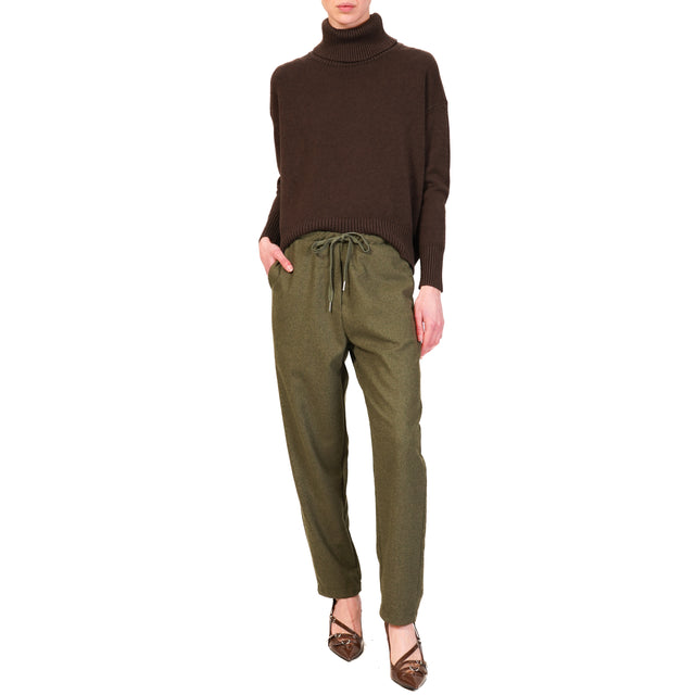 Zeroassoluto-GILDA flannel baggy trousers - military