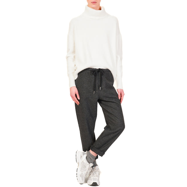 Zeroassoluto-Pantalone GILDA flanella baggy - antracite