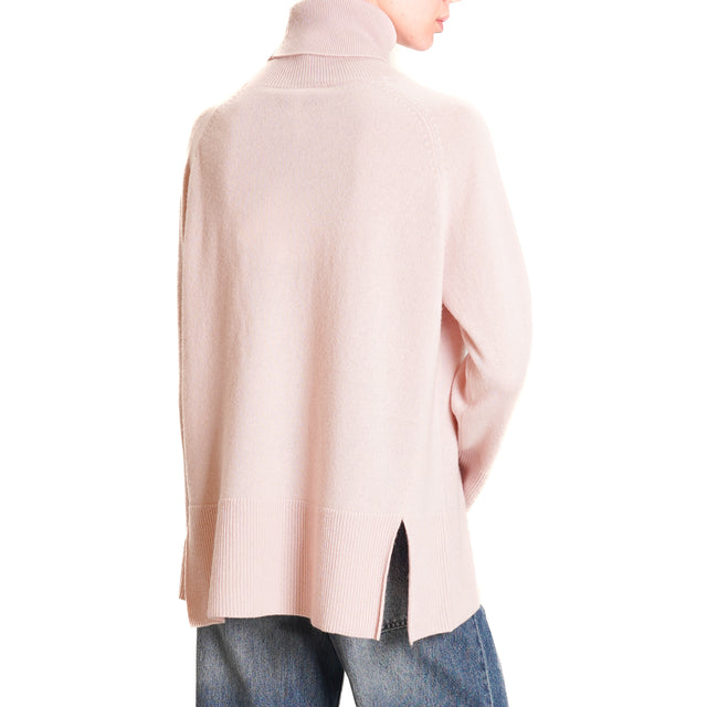 Tension in-Maglia box turtleneck 100% wool SOFT- pink