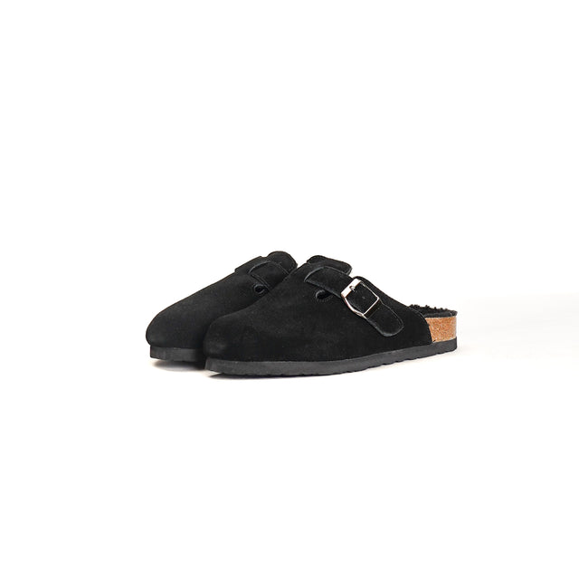 Ovye'-Suede Leather Sabot - Black