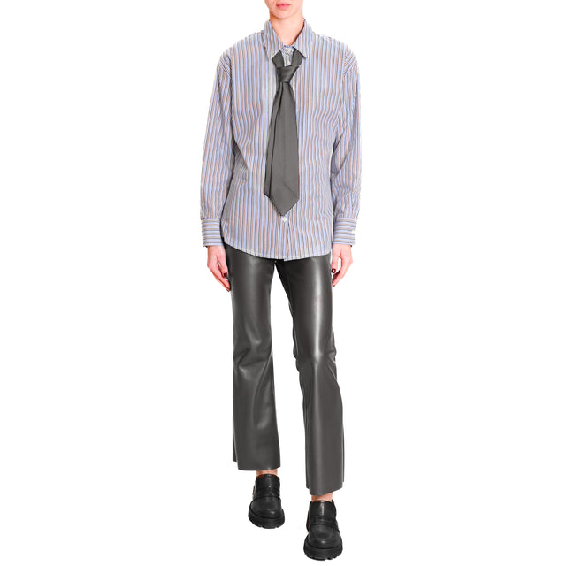 Tensione in-Pantalone similpelle a zampetta - grey