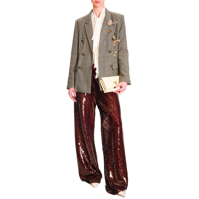 Tension in-sequined trousers with drawstring - Bordeaux