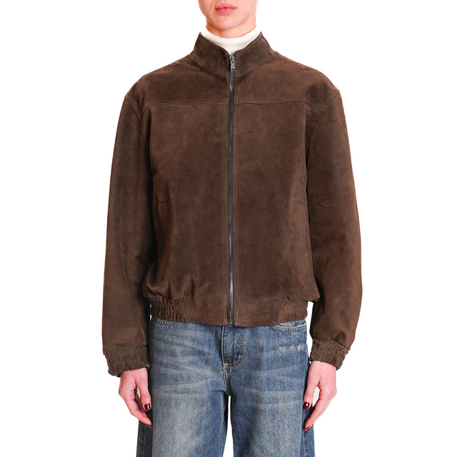 Vicolo-Bomber genuine suede leather - dark brown