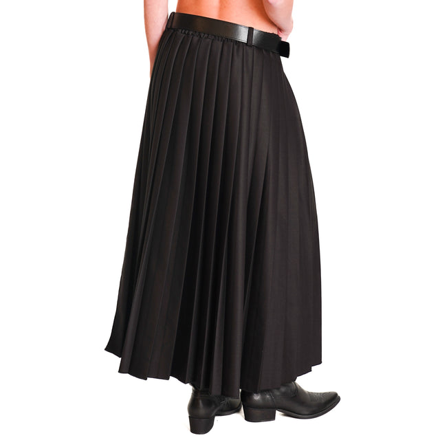 Vicolo-Pleated Skirt with Slit - Black