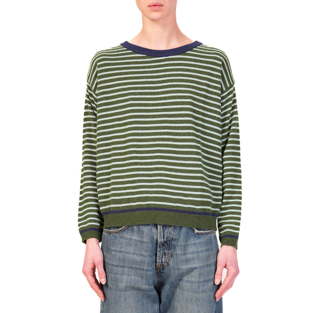 Zeroassoluto-Maglia a righe misto cashmere - blu/militare/acqua