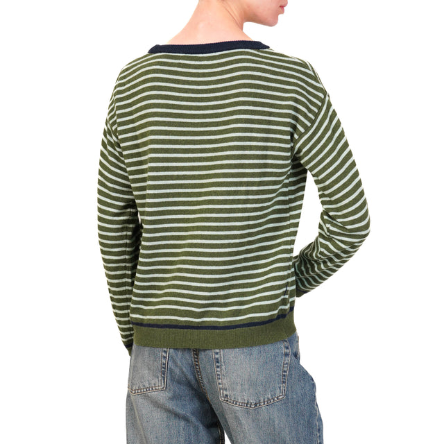 Zeroassoluto-Maglia a righe misto cashmere - blu/militare/acqua