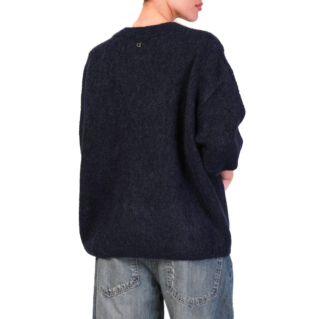 Dixie-Maglia mohair girocollo manica 3/4 - blu notte