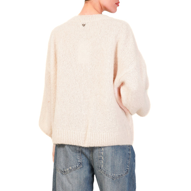 Dixie-Maglia mohair girocollo - panna