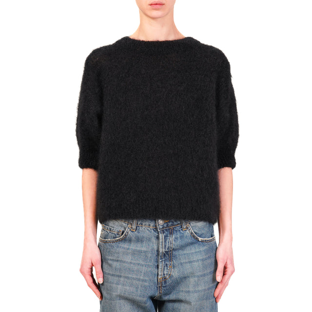 Dixie-Maglia mohair mezza manica - nero