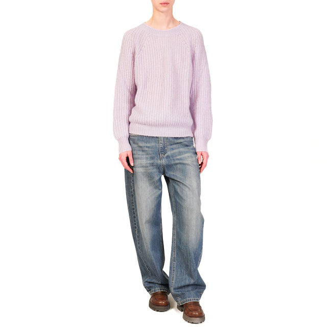 Vicolo-Ribbed Mohair Sweater - Lilac