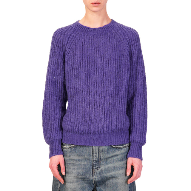 Alley-Ribbed Mohair Sweater - Ink