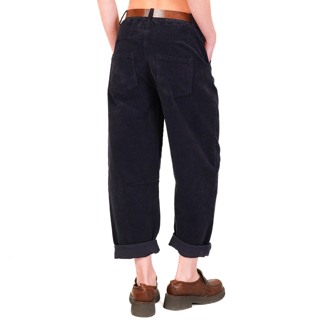 Tensione in-Pantalone velluto millerighe - blu