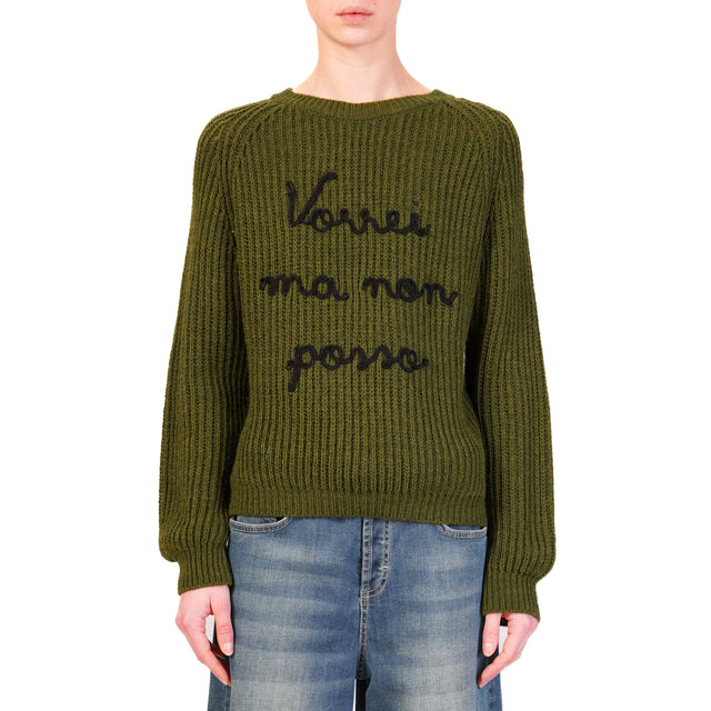 Souvenir-Maglia "VORREI MA NON POSSO" misto alpaca - VERDE