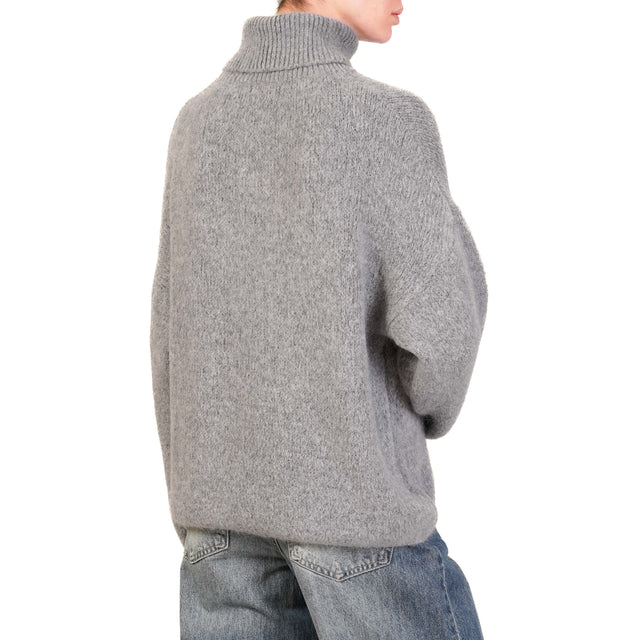 Zeroassoluto-Maglia collo alto scatola alpaca - grigio