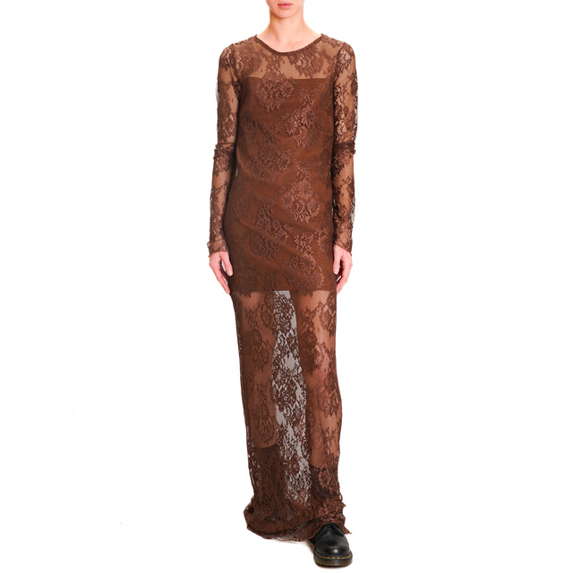 Dixie-Lace Dress with Slip - Dark Brown