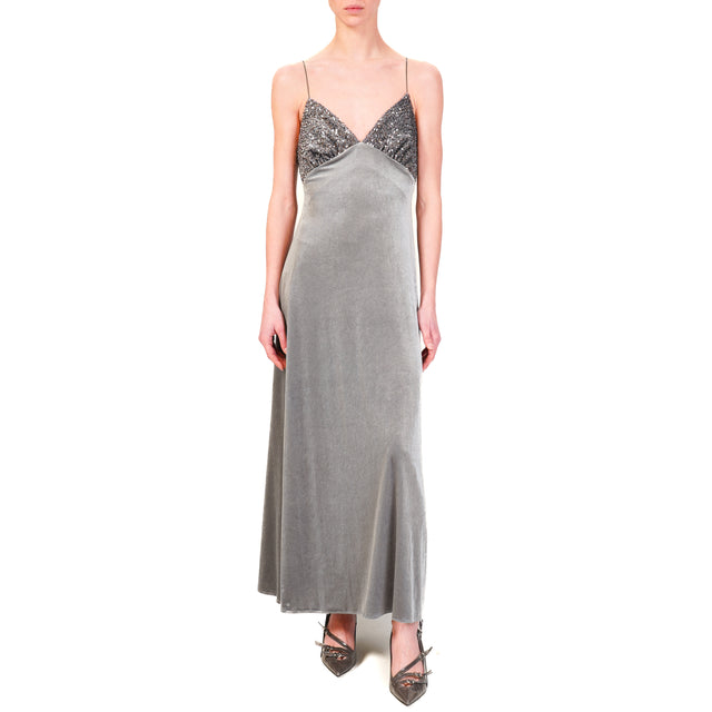 Dixie-Sequin Double Fabric Dress - Grey