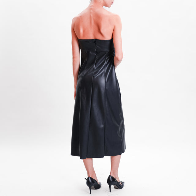 Dixie-Leatherette Bandeau Dress - Black