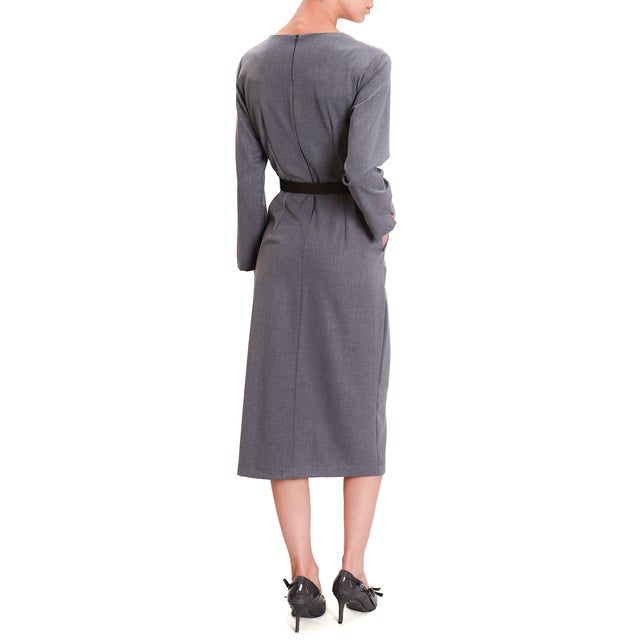 Dixie-Dress with pockets and belt - medium grey